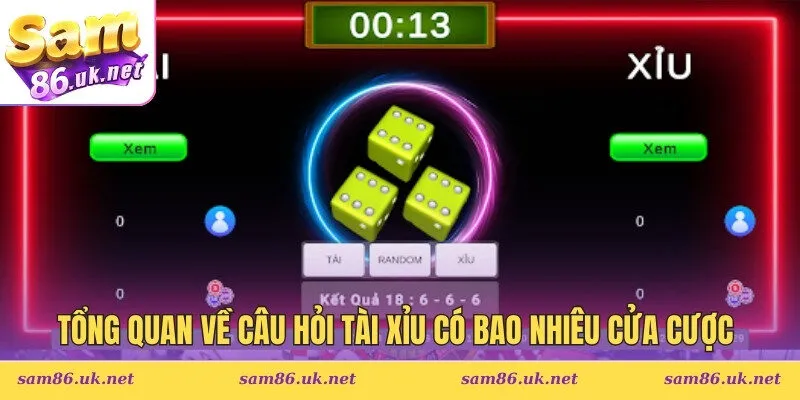 Tổng quan về câu hỏi tài xỉu có bao nhiêu cửa cược